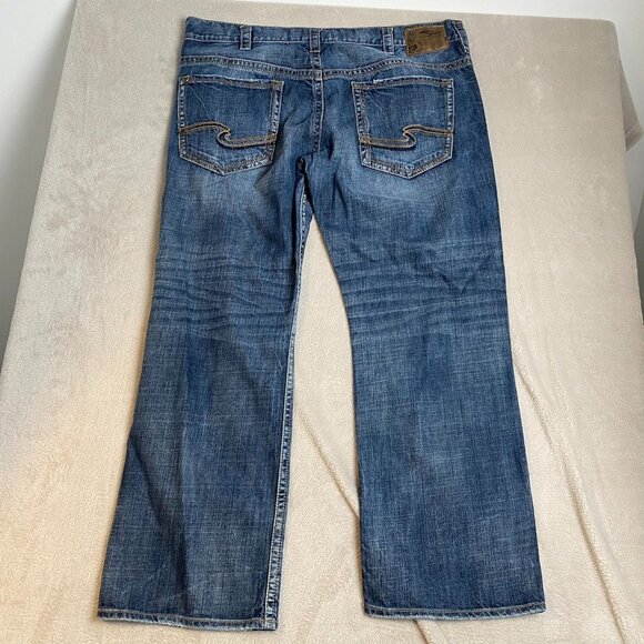 Silver Jeans Mens Jeans 42x32 Gordie Relaxed Fit Blue Denim 100% Cotton - Picture 11 of 11